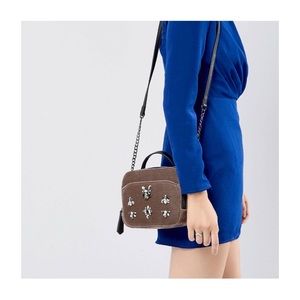 ASOS embellished mauve velvet crossbody bag